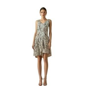 Isaac Mizrahi Target Gray Floral Pleated Dress Womens 6